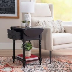 Discount ⌛ Marco Table with Dropleaf - Powell Company White 🔔 -End And Side Tables shop unnamed file 2850