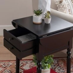 Discount ⌛ Marco Table with Dropleaf - Powell Company White 🔔 -End And Side Tables shop unnamed file 2851