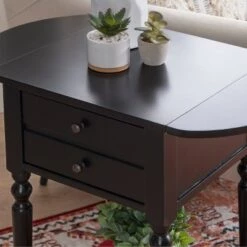 Discount ⌛ Marco Table with Dropleaf - Powell Company White 🔔 -End And Side Tables shop unnamed file 2852