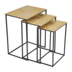 Buy ✔️ Set of 3 Glam Aluminum Accent Tables - Olivia & May Black/ Gold 💯 -End And Side Tables shop unnamed file 286