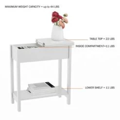 Best Sale 👏 Hastings Home Narrow Flip Top End Table – White 💯 -End And Side Tables shop unnamed file 2876