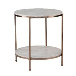Best Sale 🥰 Sula Round Faux Stone End Table - Aiden Lane Champagne ✨ -End And Side Tables shop unnamed file 2883