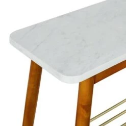 Wholesale 🧨 Mid-Century Modern Side Table with Lower Storage Rack - Saracina Home White/dark Brown Oak 🎉 -End And Side Tables shop unnamed file 2896