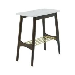Wholesale 🧨 Mid-Century Modern Side Table with Lower Storage Rack - Saracina Home White/dark Brown Oak 🎉 -End And Side Tables shop unnamed file 2898