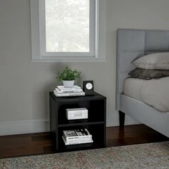 Wholesale 🛒 Hastings Home Stackable Contemporary Minimalist Modular Cube End Table With Double Shelves for Bedroom, Living Room, Office - Black 🌟 -End And Side Tables shop unnamed file 2958