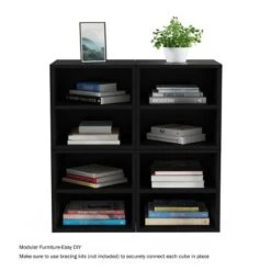Wholesale 🛒 Hastings Home Stackable Contemporary Minimalist Modular Cube End Table With Double Shelves for Bedroom, Living Room, Office - Black 🌟 -End And Side Tables shop unnamed file 2959