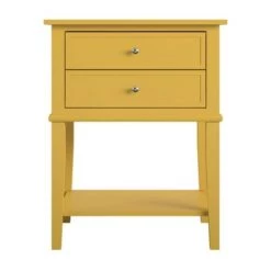 Promo 🔥 Durham Accent Table with 2 Drawers - Room & Joy Yellow 🧨 -End And Side Tables shop unnamed file 2993