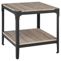 Discount 💯 Set of 2 Benny Urban Industrial Angle Iron Side Tables - Saracina Home Dark Walnut 👏 -End And Side Tables shop unnamed file 30
