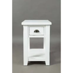 Cheap 😉 Wooden One Drawer Chairside Table - Benzara White 🎉 -End And Side Tables shop unnamed file 3024