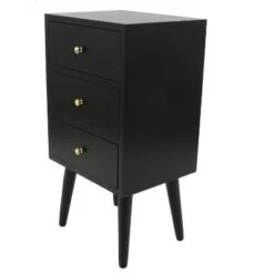 Best Pirce π Decor Therapy Mid Century Three Drawer Wood Side Table - Black - DΓ©cor Therapy π