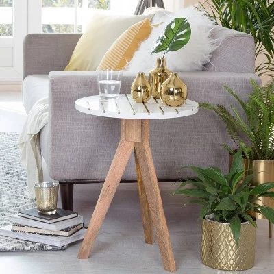 Brand new π― Amari Round Side Table with Brass Inlay Top White - Adore Decor π 5 Brand new π― Amari Round Side Table with Brass Inlay Top White - Adore Decor π - Image 3