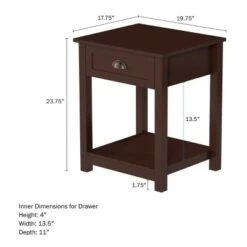 Buy ⭐ Hastings Home 1-Drawer End Table Dark Brown ⌛