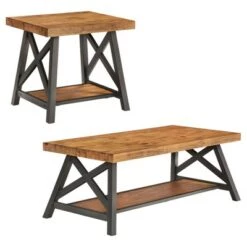 Best deal 🎁 Lanshire Rustic Industrial Metal & Wood End & Cocktail Table Set - Inspire Q Gray 🛒 -End And Side Tables shop unnamed file 316