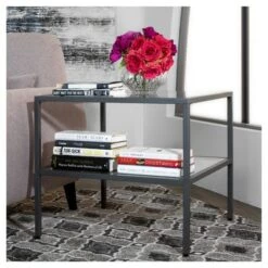 Promo ✨ Studio Designs Home Camber Modern Glass End Table 25" - Studio Designs Gray 🥰 -End And Side Tables shop unnamed file 3163