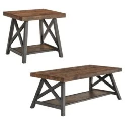 Best deal 🎁 Lanshire Rustic Industrial Metal & Wood End & Cocktail Table Set - Inspire Q Gray 🛒 -End And Side Tables shop unnamed file 317
