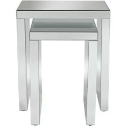 Best reviews of 🤩 Studio 55D Modern Mirrored Rectangular Nesting Tables Set of 2 Silver Beveled Mirror Living Room Bedroom Bedside Entryway House 🎁 -End And Side Tables shop unnamed file 3197