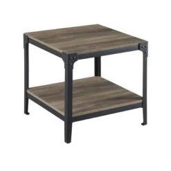 Discount 💯 Set of 2 Benny Urban Industrial Angle Iron Side Tables - Saracina Home Dark Walnut 👏 -End And Side Tables shop unnamed file 32
