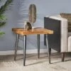 Wholesale 🌟 Villard Boho Handcrafted Mango Wood Parquet Side Table Natural Honey/Gray - Christopher Knight Home 🥰