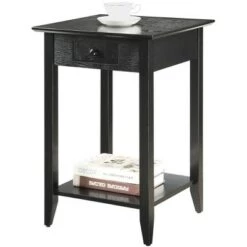 Promo 😍 American Heritage End Table with Drawer Shelf - Breighton Home White 😉