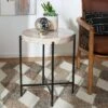 New ❤️ Azula Stone Top Accent Table Burnt Orange/Black - Safavieh 🧨
