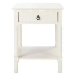New 🌟 Haines 1 Drawer Accent Table - Safavieh White 🎉 -End And Side Tables shop unnamed file 3279