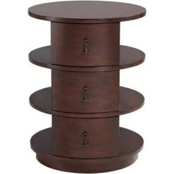 Best deal ❤️ 55 Downing Street Mid Century Modern Walnut Wood Round Accent Side End Table 19 3/4" Wide with Drawer and Shelf Brown for Living Room Home 🎉 -End And Side Tables shop unnamed file 3313