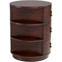 Best deal ❤️ 55 Downing Street Mid Century Modern Walnut Wood Round Accent Side End Table 19 3/4" Wide with Drawer and Shelf Brown for Living Room Home 🎉 -End And Side Tables shop unnamed file 3315