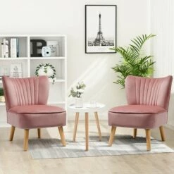 New ✔️ Costway 3pcs Accent Chair & End Table Set 2pcs Armless Velvet Sofa & Round Table 😉 -End And Side Tables shop unnamed file 332