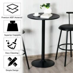 Promo 🛒 Costway 24" Round Pub Table Bistro Bar Height Cocktail Table W/Metal Base Indoor Black 😉 -End And Side Tables shop unnamed file 3354