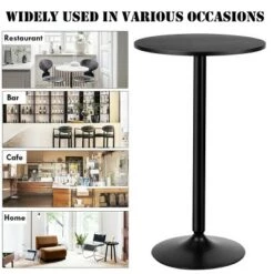 Promo 🛒 Costway 24" Round Pub Table Bistro Bar Height Cocktail Table W/Metal Base Indoor Black 😉 -End And Side Tables shop unnamed file 3355