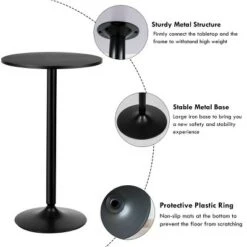 Promo 🛒 Costway 24" Round Pub Table Bistro Bar Height Cocktail Table W/Metal Base Indoor Black 😉 -End And Side Tables shop unnamed file 3356