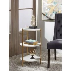 Best Pirce ⌛ Kent Tier Marble Accent Table White - Treasure Trove Accents 👏 -End And Side Tables shop unnamed file 3361