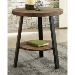 Flash Sale 🔔 Chanzen Round End Table Brown/Black - Signature Design by Ashley ❤️