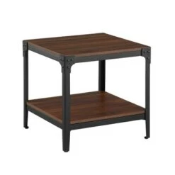 Discount 💯 Set of 2 Benny Urban Industrial Angle Iron Side Tables - Saracina Home Dark Walnut 👏 -End And Side Tables shop unnamed file 34