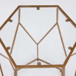 Best Sale 🤩 Roxy Hexagonal Chairside End Table Glass Gold - Steve Silver Co. 🎉