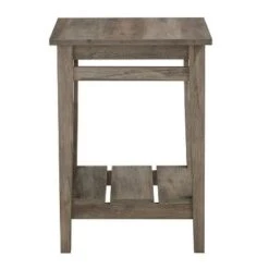Promo 😍 Modern Farmhouse Plank Style End Table Gray Wash - Saracina Home 🔥 -End And Side Tables shop unnamed file 3453