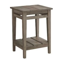 Promo 😍 Modern Farmhouse Plank Style End Table Gray Wash - Saracina Home 🔥 -End And Side Tables shop unnamed file 3454
