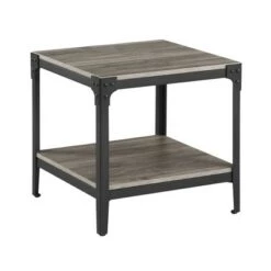 Discount 💯 Set of 2 Benny Urban Industrial Angle Iron Side Tables - Saracina Home Dark Walnut 👏 -End And Side Tables shop unnamed file 35