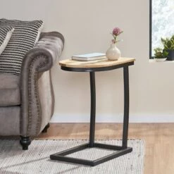 Best deal 👏 Lunsford Handcrafted Boho C Shaped End Table Honey Brown/Black - Christopher Knight Home 🛒