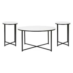 Flash Sale ✨ Flash Furniture Hampstead Collection Coffee and End Table Set - Laminate Top with Crisscross Frame, 3 Piece Occasional Table Set 💯 -End And Side Tables shop unnamed file 3529