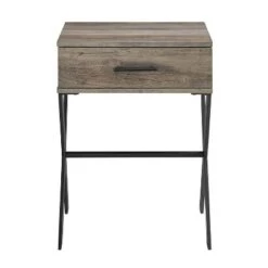 Best Pirce 😀 Nia Rustic Modern 1 Drawer X Leg Side Table - Saracina Home Rustic Oak 🛒 -End And Side Tables shop unnamed file 3567