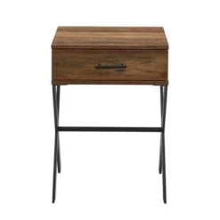 Best Pirce 😀 Nia Rustic Modern 1 Drawer X Leg Side Table - Saracina Home Rustic Oak 🛒 -End And Side Tables shop unnamed file 3568