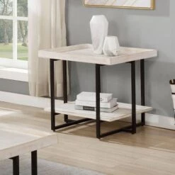Budget 😉 Grislare Rectangular End Table - HOMES: Inside + Out Antique White/black 😍