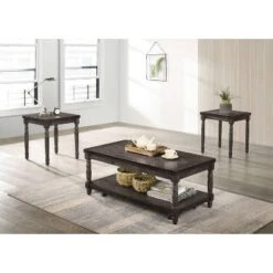 Promo β¨ 3pc Vallecito Coffee Table Set with Hidden Casters Weathered Gray - HOMES: Inside + Out π€©