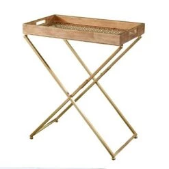 Best reviews of 🔥 Bushall Folding Side Table Natural/Gold - Aiden Lane ✨