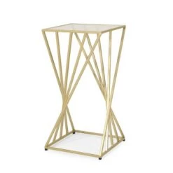 Cheapest ✨ Wadleigh Modern Glam Glass Top End Table Champagne Gold - Christopher Knight Home 👏 -End And Side Tables shop unnamed file 3625