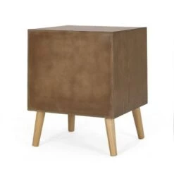 Outlet 👏 Hulett Contemporary End Table with Storage Walnut/Natural/Antique Gold - Christopher Knight Home 😍 -End And Side Tables shop unnamed file 3633
