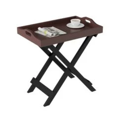 Deals 🔔 Hastings Home Folding Wood Portable Side Table With Removable Tray Top - Cherry/Black 🎉