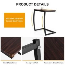 Cheapest 🥰 Costway Sofa Side End Table C-shaped Coffee Tray Laptop Snack Stand with Steel Frame 😀 -End And Side Tables shop unnamed file 3675