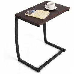 Cheapest 🥰 Costway Sofa Side End Table C-shaped Coffee Tray Laptop Snack Stand with Steel Frame 😀 -End And Side Tables shop unnamed file 3679